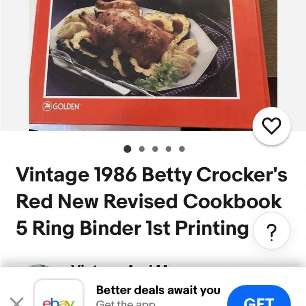 Vintage 1986 Betty Crocker 5 Ring Spiral Binder Cookbook 1st Ed